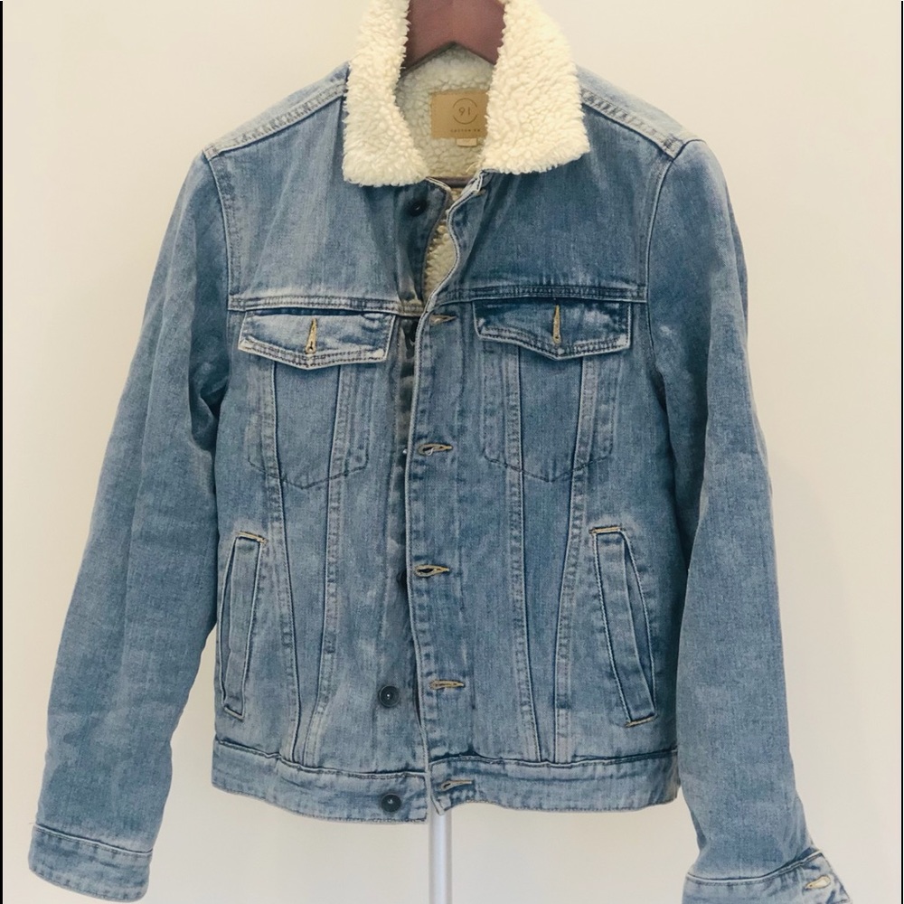 Cotton Denim Sherpa Lined Jacket